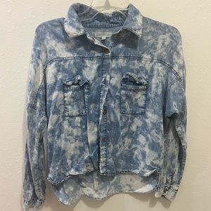 Acid washed bleach dye button up shirt